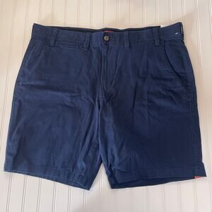 NWT Foundry Navy Blue Flex Flat Front Chino Shorts Preppy Mens Big Tall 46
